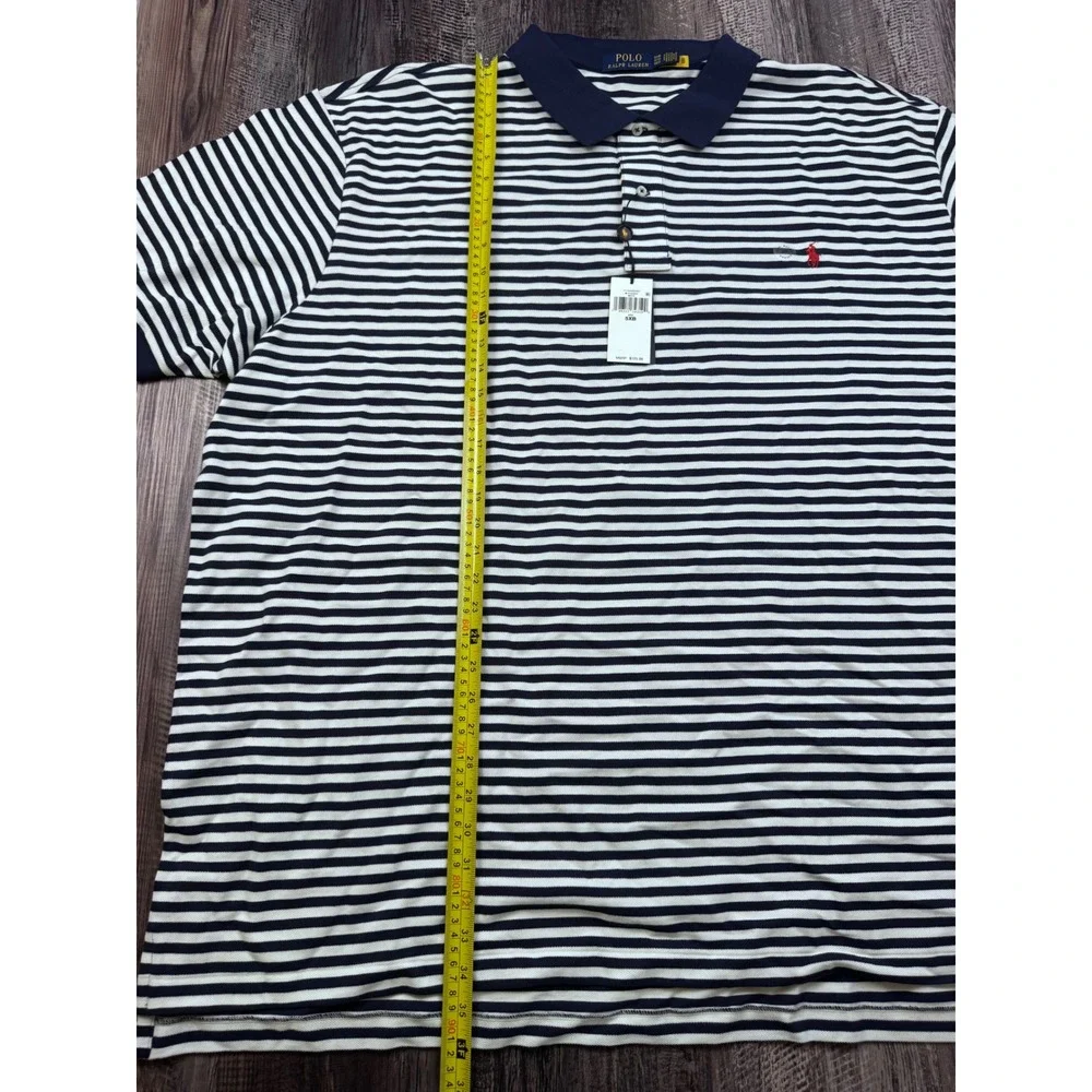 Polo Ralph Lauren Mens 5XB Big & Tall Striped Polo Shirt Navy White 711956682001